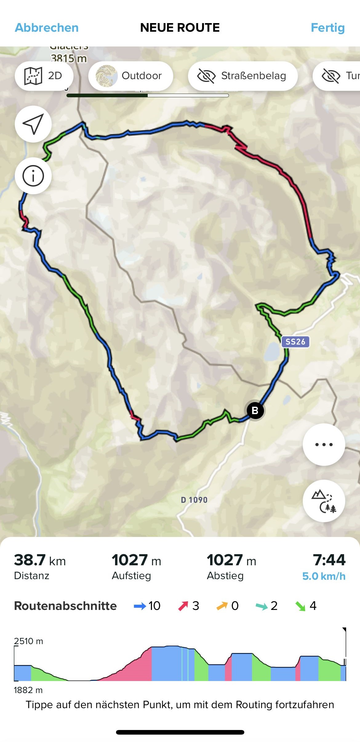 Routenabschnitte App