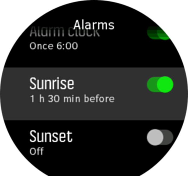 SunriseSunset alarm toggle Spartan