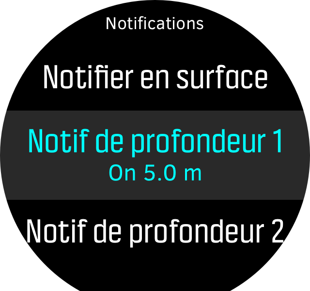 Menu freedive notify D5
