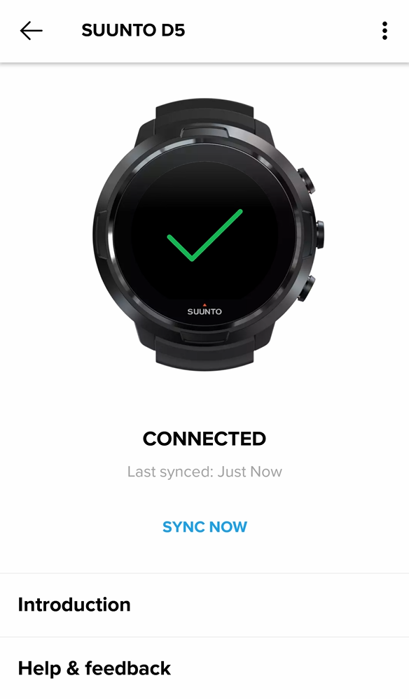 Der Suunto D5 wird nun mit der Suunto App für Android verbunden.