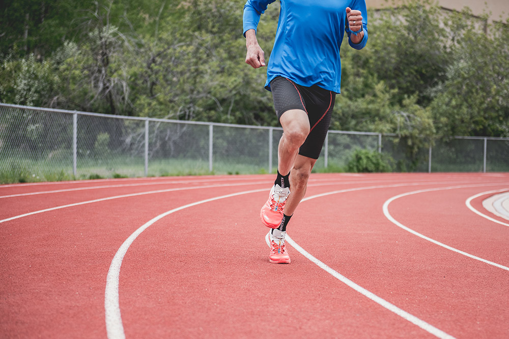 Stride rate at or above 180 steps per minute, or 90 revolutions per minute